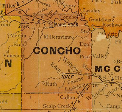 TX Concho County 1920s Map