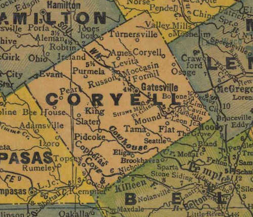 1940s  Texas Coryell County Map