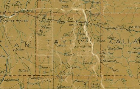 Taylor County Texas 1907 Postal map