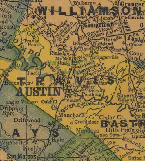 Texas Travis County 1940s map