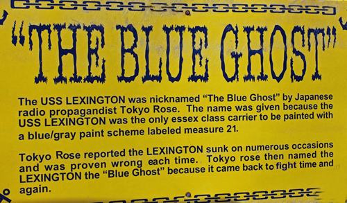  Blue Ghost sign displayed onboard  USS Lexington