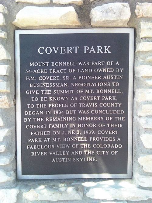 Austin TX Covert Park  marker