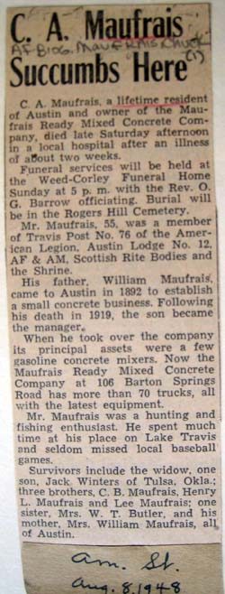 C.A. Maufrais obituary