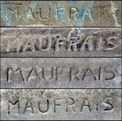 Maufrais stamps on Austin Texas sidewalk