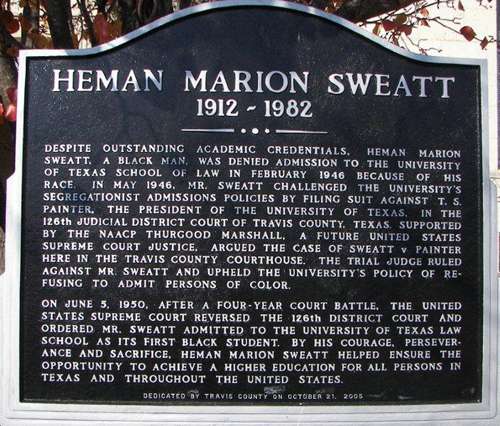 Heman Marion Sweatt Marker, Travis County Courthouse TX 