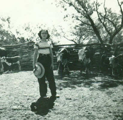 Stovepipe Barbara Duvall Wesolek with Herford cattle