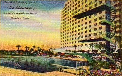 Houston Texas - Shamrock Hotel old post card