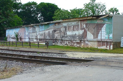 Athens TX Train Depot Mural by Charlie Bullock  
