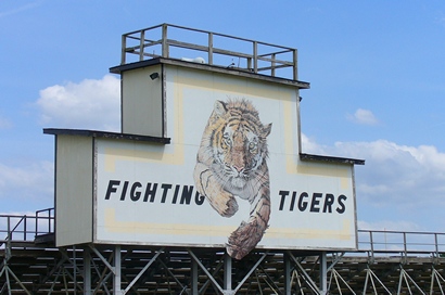 Malakoff Texas grandstand tiger mural by Charlie Bullock  