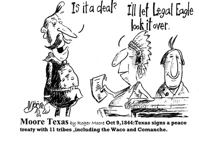 October 9, 1844; Texas treaty with Indian tribes, history cartoon