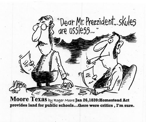 1-26-1839 Texas Homestead Act,  Texas History Cartoon