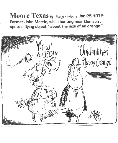Jan 25, 1878 UFO. Texas history cartoon