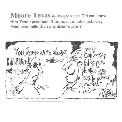 Windmill electricity; Texas history cartoon