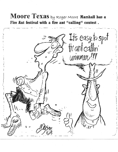 Marshall Fire Ant festival, Texas history cartoon