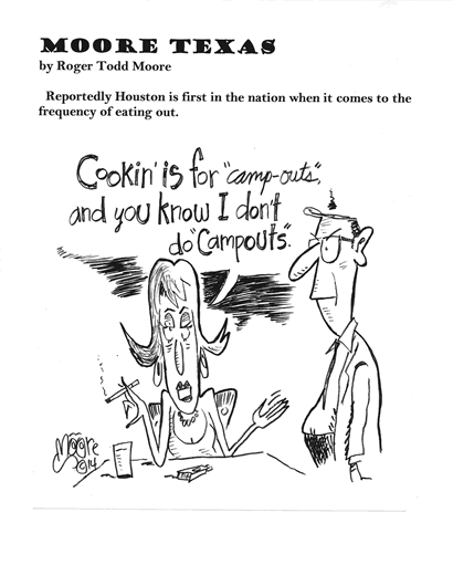 Eating out; Texas history cartoon