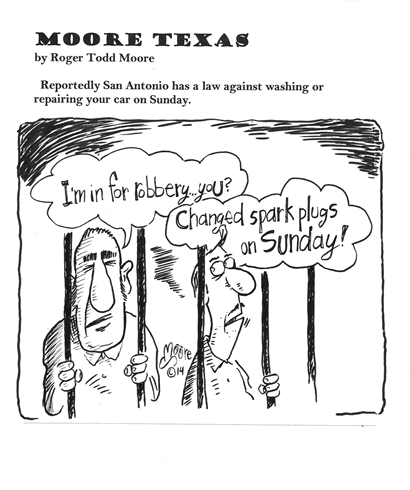 Sunday in San Antonio; Texas history cartoon