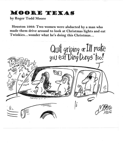 Houston 1993 Christmas lights; Texas history cartoon