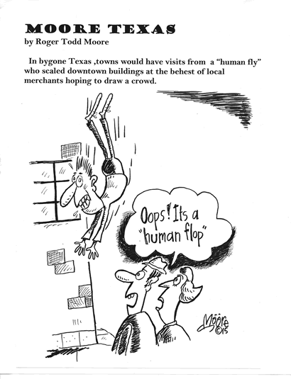 Human fly; Texas history cartoon