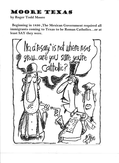 Immigrants to Texas, 1830; Texas history cartoon