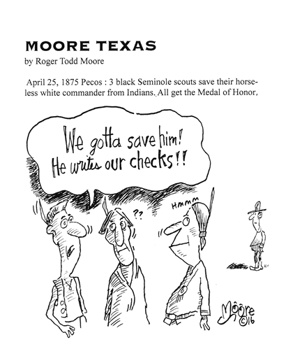 Black Seminole Scouts saved white commander ; Texas  history cartoon