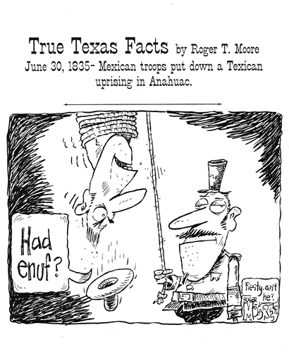 Uprising in Anahuac; Texas history cartoon