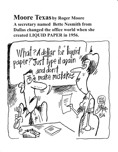 Bette Nesmith, liquid paper, 1956; Texas history cartoon