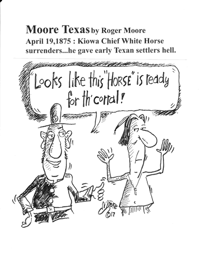 Kiowa Chief White horse surrenders Texas history cartoon