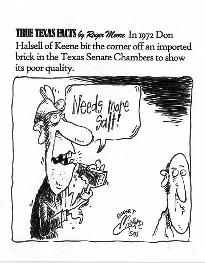 1972 Keene, Texas history cartoon