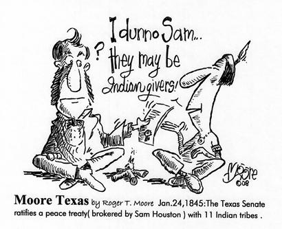 Texas treaty with Indian tribes; Texas history  cartoons