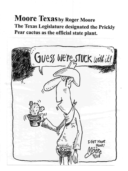 Texas State Plant Prickly Pear Cactus; Texas history  cartoon