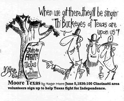 Meteor in Marshall; Texas history cartoon