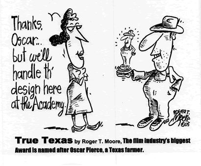 Oscar Award's namesake; Texas history cartoon