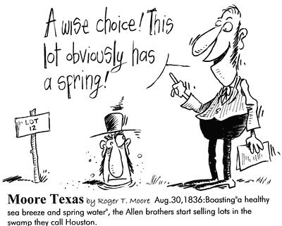 Allen brothers selling lots in  Houston,  cartoon