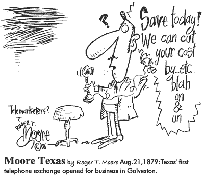 First telephone exchange, Galveston, Texas cartoon
