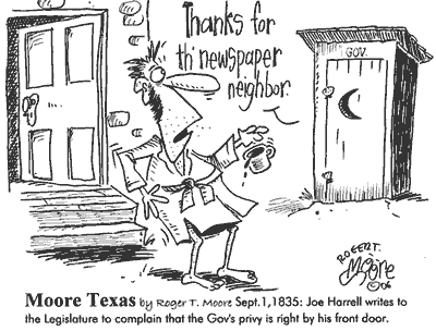 Governor's privy, Texas history cartoon