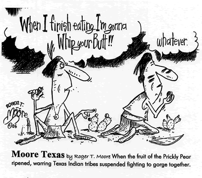 Warring Texas Indians and Prickly Pear cartoon