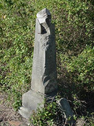 Damaged obelisk,  yellow fever cemetery , Brenham, Texas