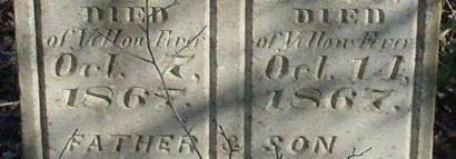 1867 yellow fever cemetery tombstone, Brenham, Texas