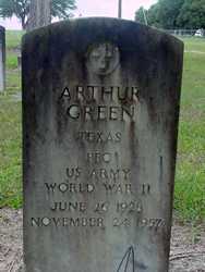 Arthur Green, WWII veteran tombstone, Corinth Baptist Church Cemetery, Schulenburg, Texas