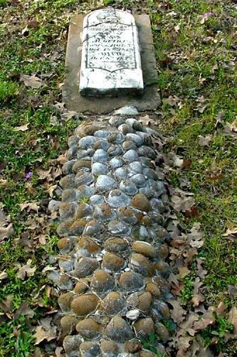Ledbetter TX Cemetery Shells On Grave
