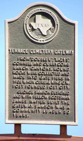 Post, TX - Garza County Terrace Cemetery Gateway Historical Marker
