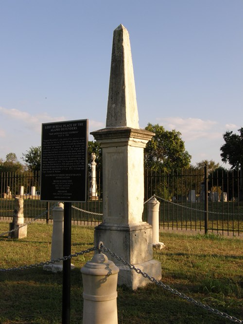 San Antonio TX - Alamo Defenders  Burial Place plaque & Obelisk