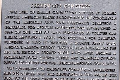 Dallas TX - Freedman's Cemetery Historical Marker