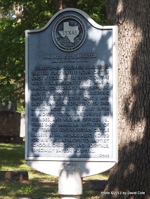 Dallas TX Greenwood Cemetery Col C C Slaughter Historical Marker