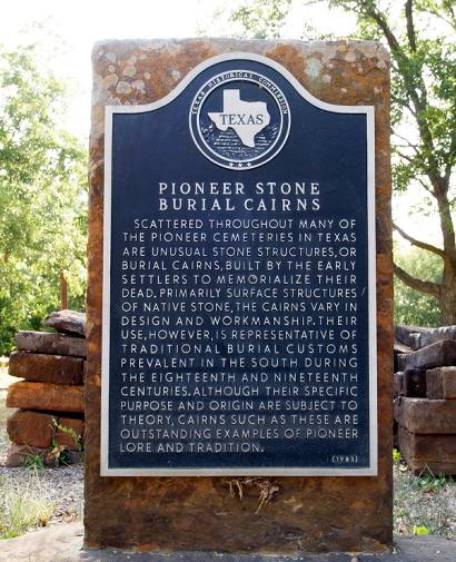 Keller TX, Tarrant County, Mount Gilead Cemetery , Pioneer Stone Burial Cairns historical marker