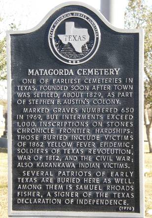 Matagorda Texas - Matagorda Cemetery Historical Marker