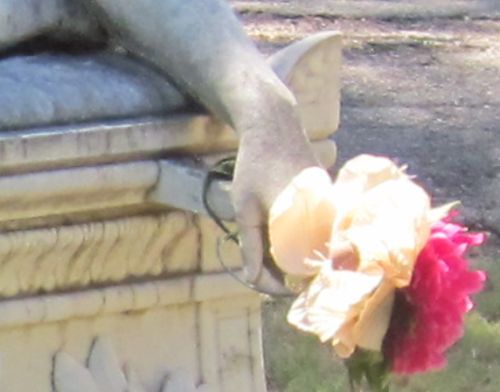 Supported hand of Grief, Weeping Angel - Dallas, Texas, Grove Hill Cemetery