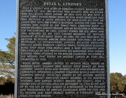 Wichita Falls TX - Riverside Cemetery Felix Lindsey Historical Marker