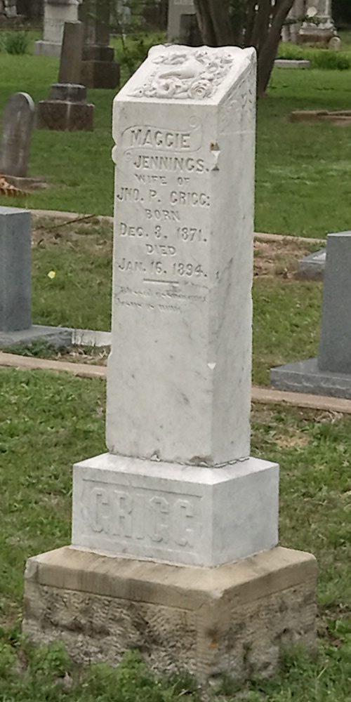 TX -Milford Cemetery Maggie Jennings tombstone, Ellis County 