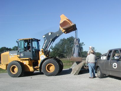 Burnam's Crossing TX Centennial Marker loading for shipment